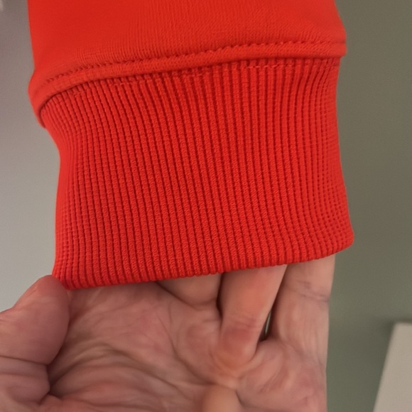 Nike Women’s Cropped Warmup/Track Jacket- Deep Orange White/black/yellow stripe - Picture 5 of 9